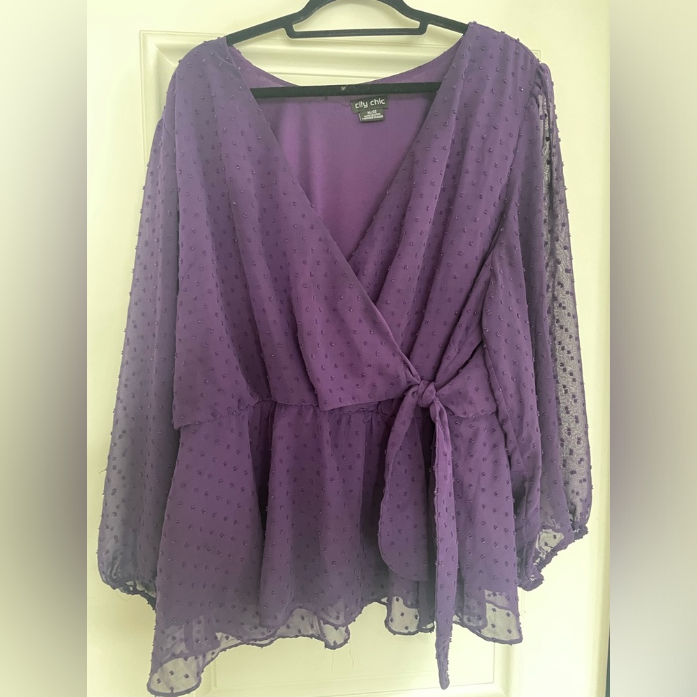 Purple wrap v neck